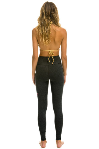FULL LENGTH HI-RISE BOLT LEGGINGS - CHARCOAL // NEON PINK Leggings Aviator Nation