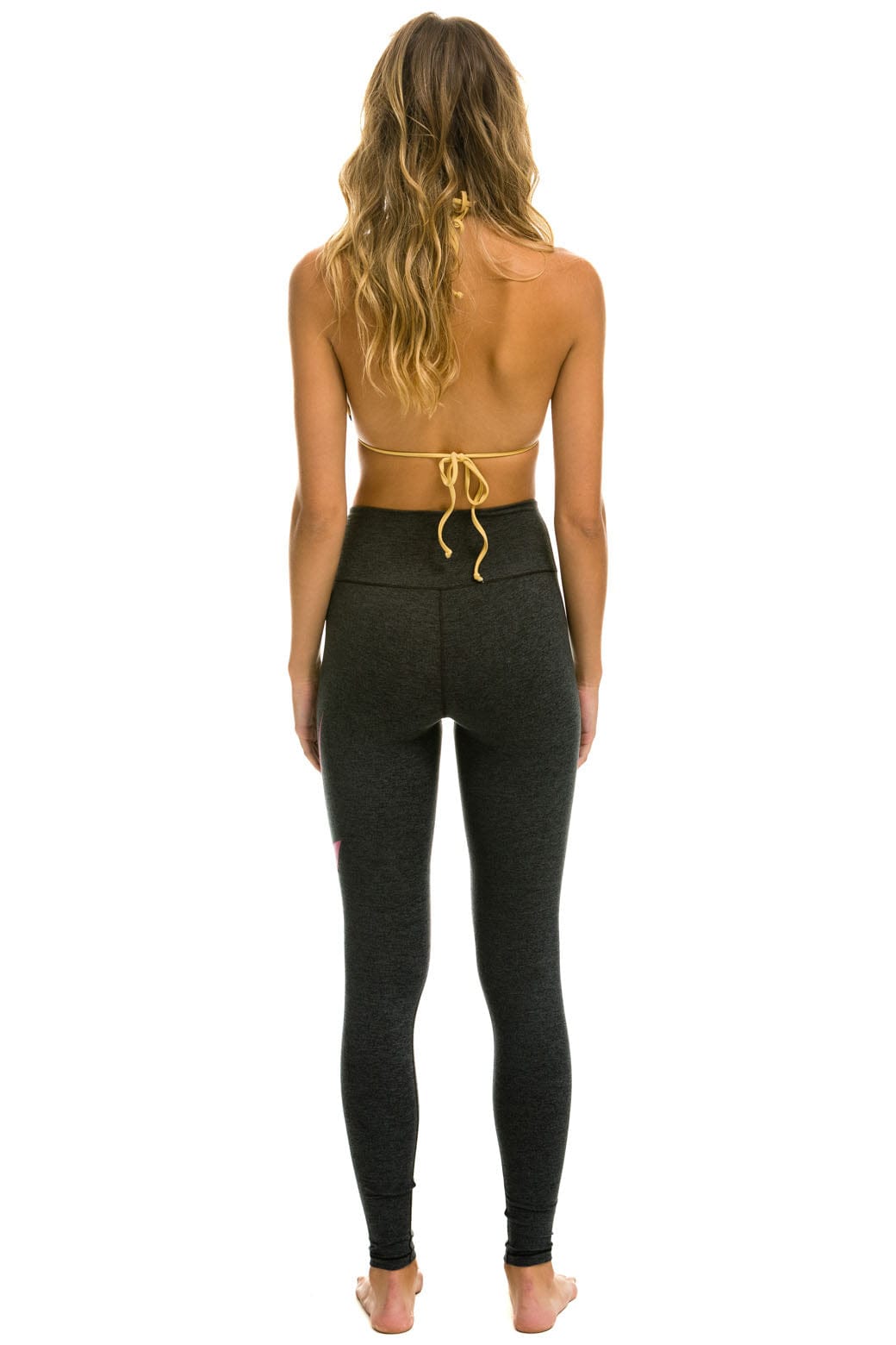 FULL LENGTH HI-RISE BOLT LEGGINGS - CHARCOAL // NEON PINK Leggings Aviator Nation