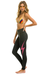 FULL LENGTH HI-RISE BOLT LEGGINGS - CHARCOAL // NEON PINK Leggings Aviator Nation