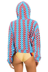 GEO ZIG BOLT EMBRIODERY RELAXED CROPPED PULLOVER HOODIE - RED // BLUE Hoodie Aviator Nation