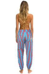 GEO ZIG BOLT EMBROIDERY CARGO SWEATPANTS - BLUE // RED Sweatpants Aviator Nation