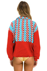 GEO ZIG BOLT EMBROIDERY FLEECE HALF ZIP COLOR BLOCK SWEATSHIRT - RED // BLUE Sweatshirt Aviator Nation