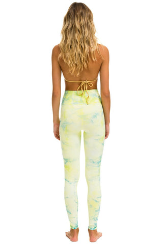 HAND DYED FULL LENGTH HI-RISE LEGGINGS - TIE DYE NEON YELLOW Leggings Aviator Nation