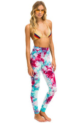 HAND DYED FULL LENGTH HI-RISE LEGGINGS - TIE DYE TURQUOISE Leggings Aviator Nation