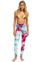 HAND DYED FULL LENGTH HI-RISE LEGGINGS - TIE DYE TURQUOISE Leggings Aviator Nation