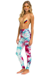 HAND DYED FULL LENGTH HI-RISE LEGGINGS - TIE DYE TURQUOISE Leggings Aviator Nation