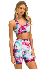 HAND DYED SPORTS BRA - TIE DYE TURQUOISE Sports Bra Aviator Nation