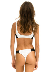 HI-CUT COLOR BLOCK CHEEKY BIKINI BOTTOMS - VINTAGE WHITE // BLACK Swim Aviator Nation