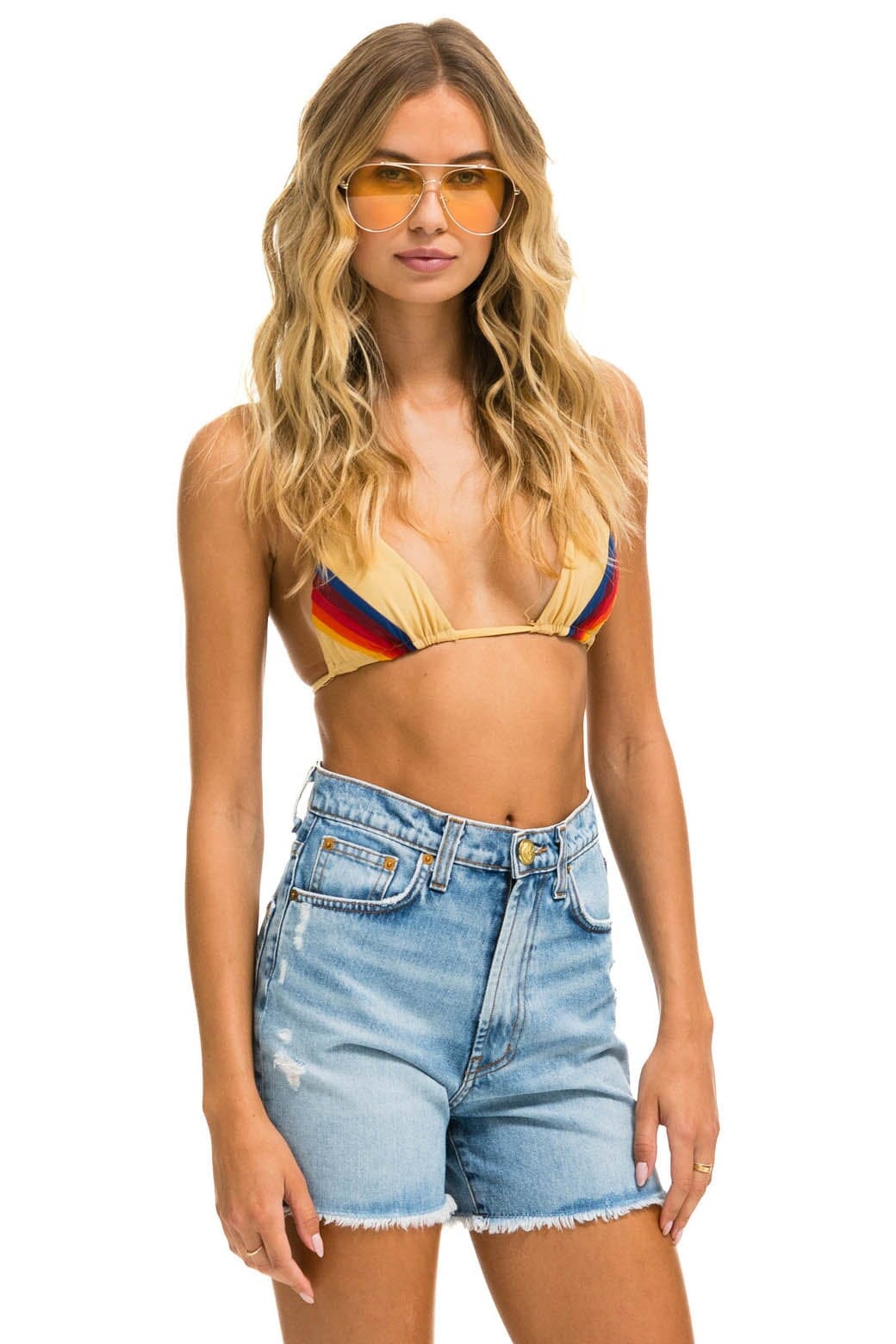 HI RISE SKATER CUTOFF RAINBOW BACK POCKET - SUPER LIGHT Women's Jeans Aviator Nation