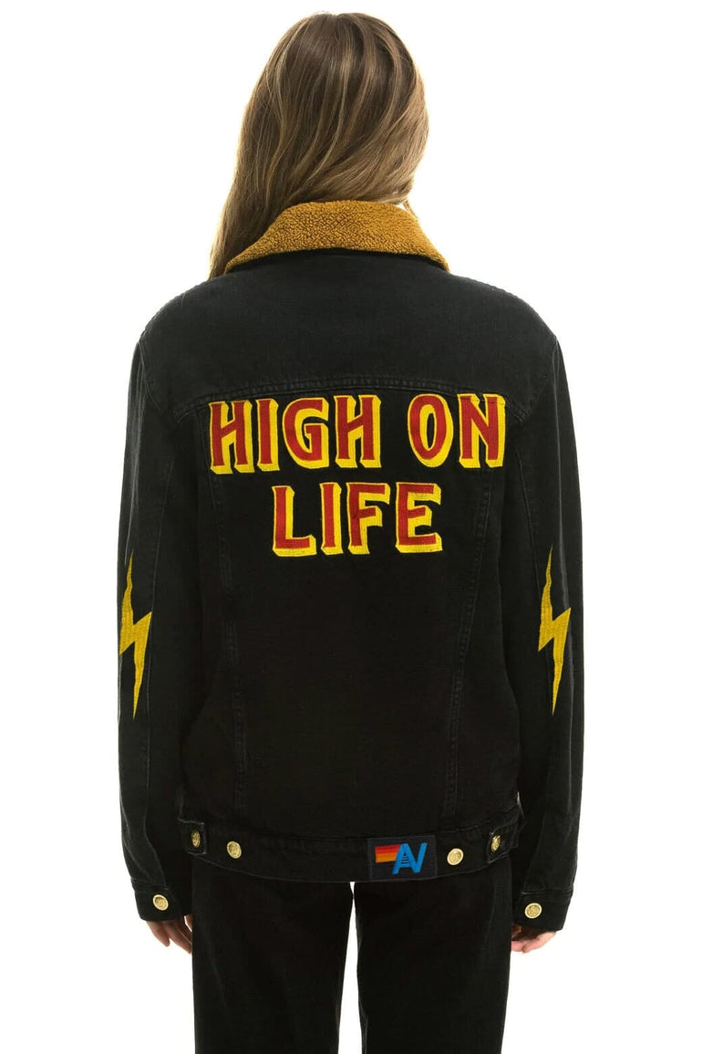 HIGH ON LIFE RANCH SHERPA DENIM JACKET - VINTAGE BLACK Denim Jacket Aviator Nation