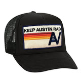 KEEP AUSTIN RAD VINTAGE TRUCKER HAT HATS Aviator Nation OS BLACK