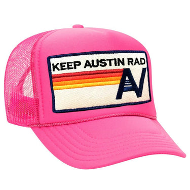 KEEP AUSTIN RAD VINTAGE TRUCKER HAT HATS Aviator Nation OS NEON PINK