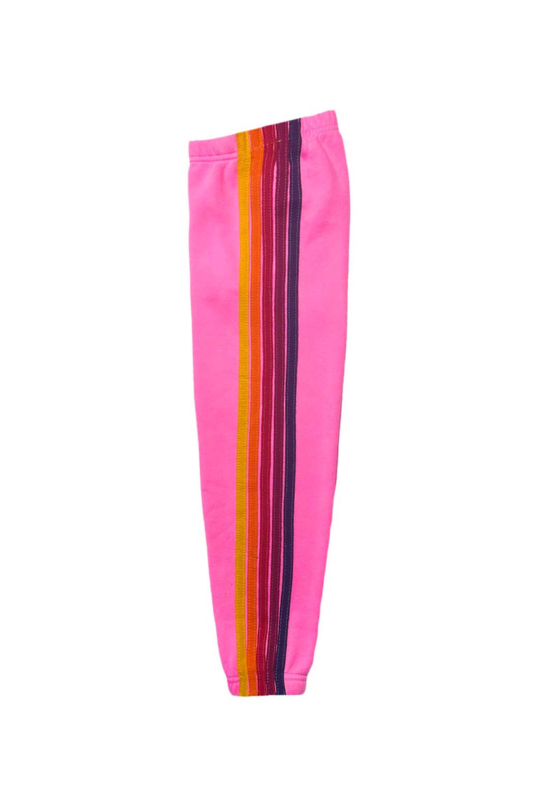KID'S 5 STRIPE SWEATPANTS - NEON PINK Kid's Sweatpants Aviator Nation