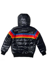 KIDS 5 STRIPE TREKKER JACKET - GLOSSY BLACK Kid's Outerwear Aviator Nation