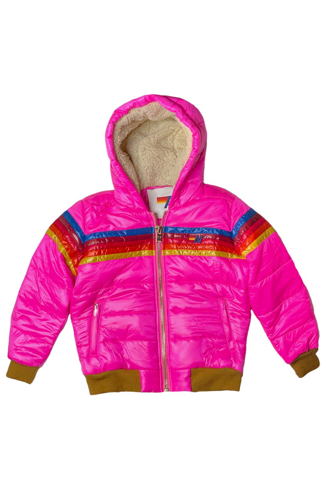 KIDS STRIPE TREKKER JACKET GLOSSY NEON PINK – Aviator Nation
