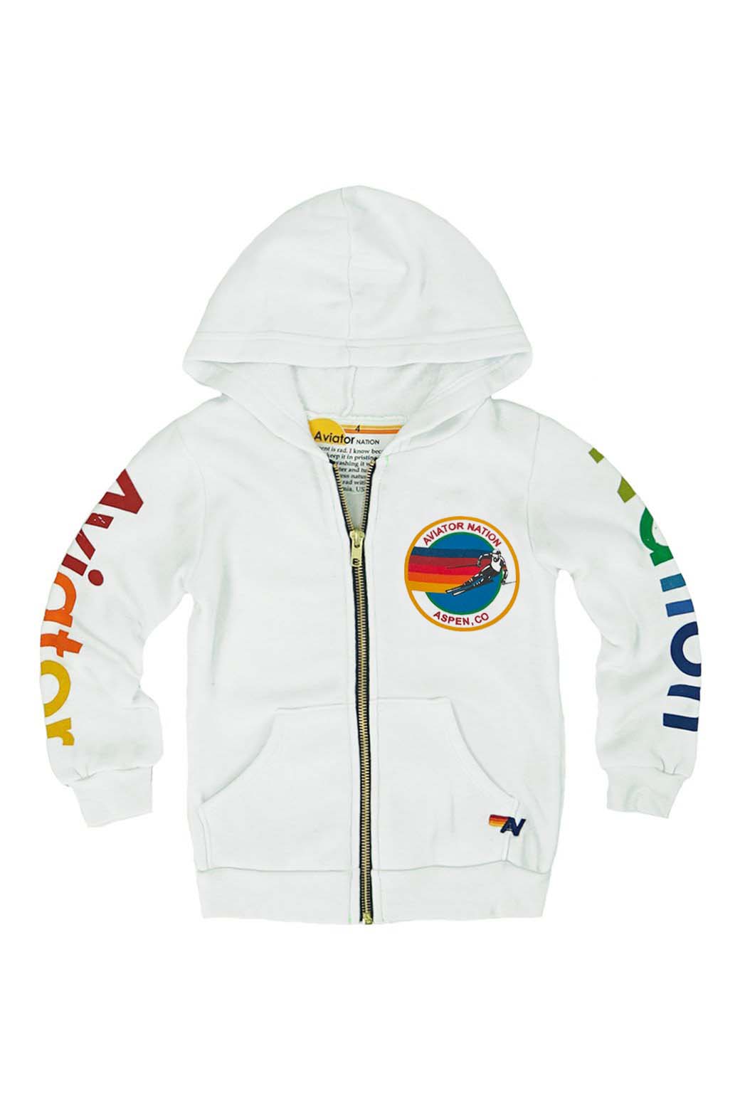 KID'S AVIATOR NATION ASPEN ZIP HOODIE WHITE – Aviator Nation