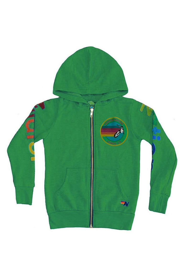 KID'S AVIATOR NATION ZIP HOODIE - KELLY GREEN Kid's Hoodies Aviator Nation