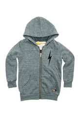 KIDS BOLT PRINT ZIP HOODIE - HEATHER GREY Kid's Hoodies Aviator Nation