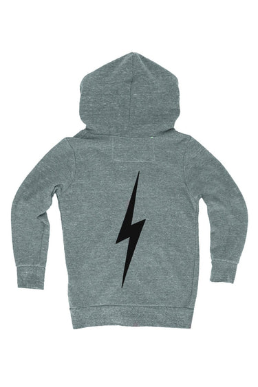 KIDS BOLT PRINT ZIP HOODIE - HEATHER GREY Kid's Hoodies Aviator Nation