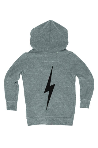KIDS BOLT PRINT ZIP HOODIE - HEATHER GREY Kid's Hoodies Aviator Nation