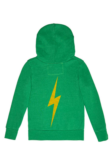 KIDS BOLT PRINT ZIP HOODIE - KELLY GREEN Kid's Hoodies Aviator Nation