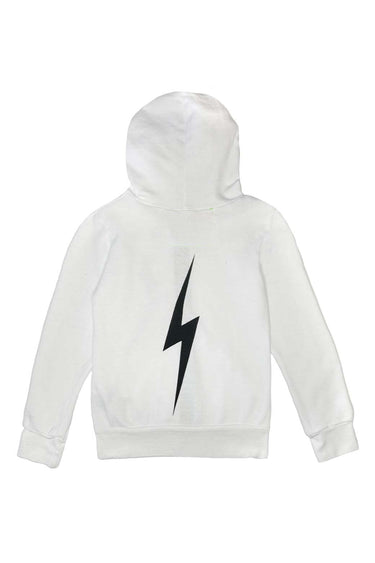 KIDS BOLT PRINT ZIP HOODIE - WHITE Kid's Hoodies Aviator Nation