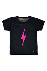 KID'S BOLT TEE - BLACK // NEON PINK Kid's Tee Aviator Nation