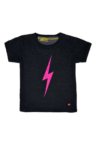 KID'S BOLT TEE - BLACK // NEON PINK Kid's Tee Aviator Nation