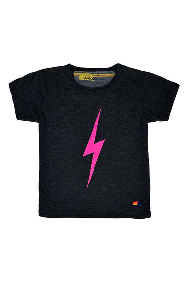 KID'S BOLT TEE - BLACK // NEON PINK Kid's Tee Aviator Nation