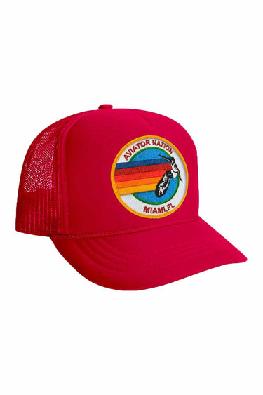KID'S SIGNATURE MIAMI- VINTAGE TRUCKER HAT Kid's Hat Aviator Nation OS RED
