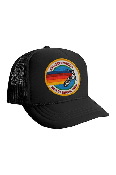 KID'S SIGNATURE NORTH SHORE - VINTAGE TRUCKER HAT Kid's Hat Aviator Nation OS BLACK