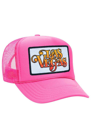 LAS VEGAS SCRIPT TRUCKER HAT HATS Aviator Nation OS NEON PINK