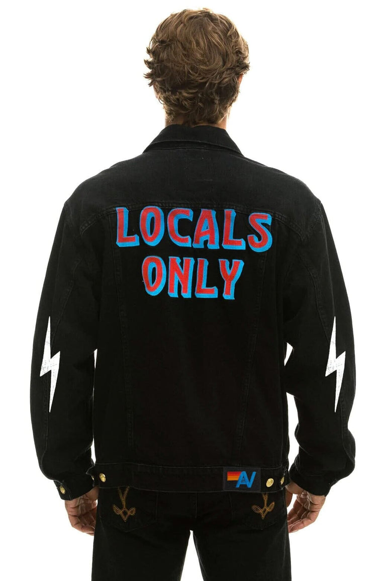 LOCALS ONLY OVERSIZED CONCERT DENIM JACKET - VINTAGE BLACK Denim Jacket Aviator Nation