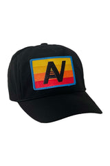 LOGO RAINBOW - VINTAGE NYLON TRUCKER HAT HATS Aviator Nation BLACK