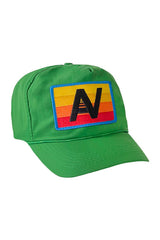 LOGO RAINBOW - VINTAGE NYLON TRUCKER HAT HATS Aviator Nation KELLY GREEN