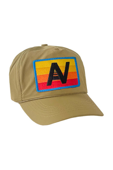 LOGO RAINBOW - VINTAGE NYLON TRUCKER HAT HATS Aviator Nation KHAKI