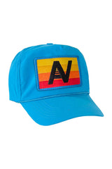 LOGO RAINBOW - VINTAGE NYLON TRUCKER HAT HATS Aviator Nation LIGHT BLUE