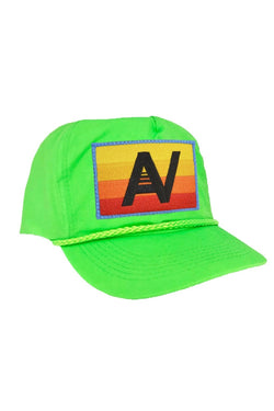 LOGO RAINBOW - VINTAGE NYLON TRUCKER HAT HATS Aviator Nation NEON GREEN