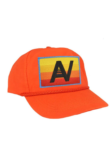 LOGO RAINBOW - VINTAGE NYLON TRUCKER HAT HATS Aviator Nation NEON ORANGE