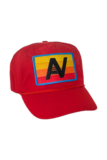 LOGO RAINBOW - VINTAGE NYLON TRUCKER HAT HATS Aviator Nation RED