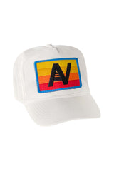 LOGO RAINBOW - VINTAGE NYLON TRUCKER HAT HATS Aviator Nation WHITE