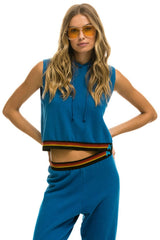 LOGO STRIPE RELAXED CROP PULLOVER HOODIE - CARIBBEAN Hoodie Aviator Nation