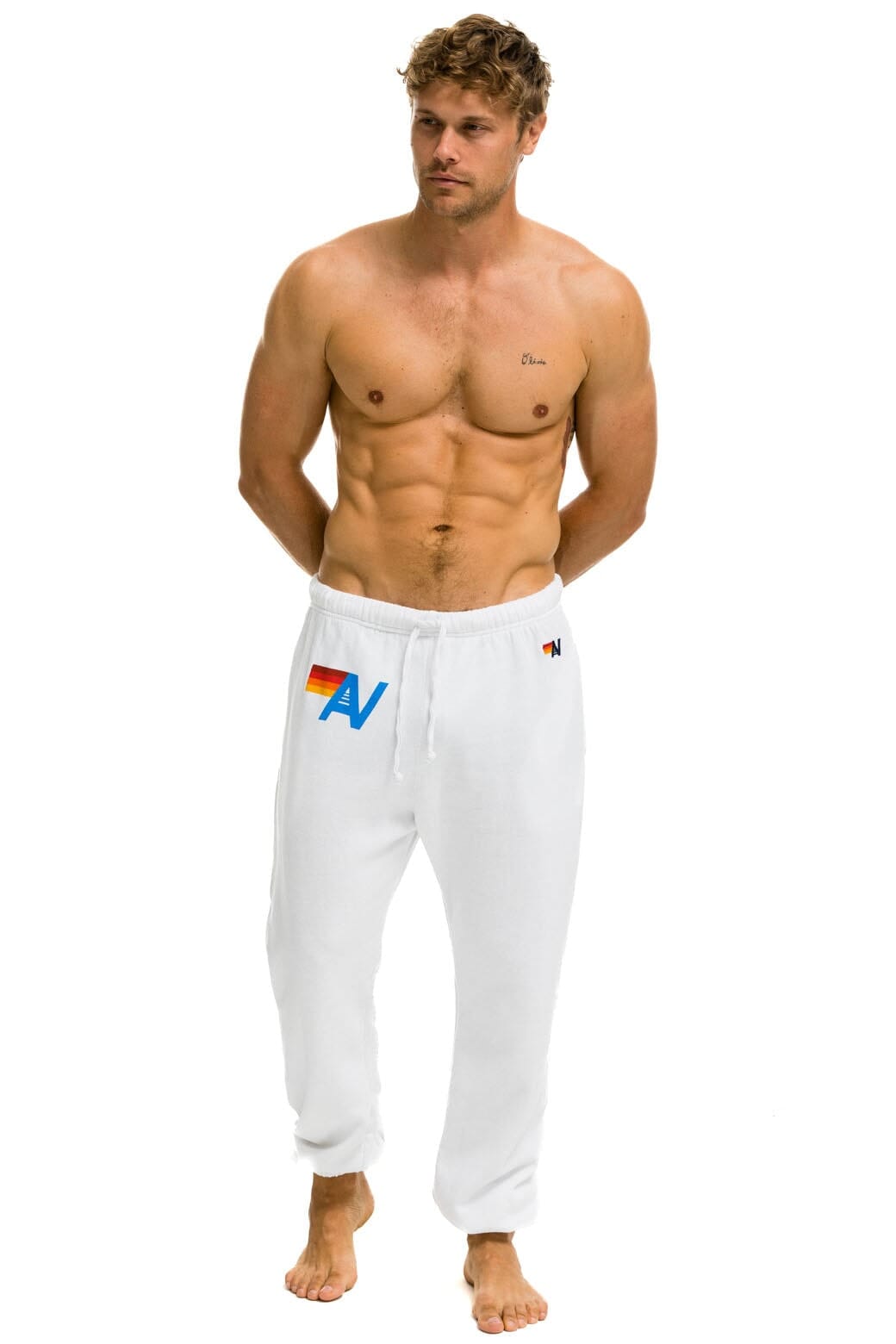 LOGO SWEATPANTS - WHITE Men's Sweatpants Aviator Nation