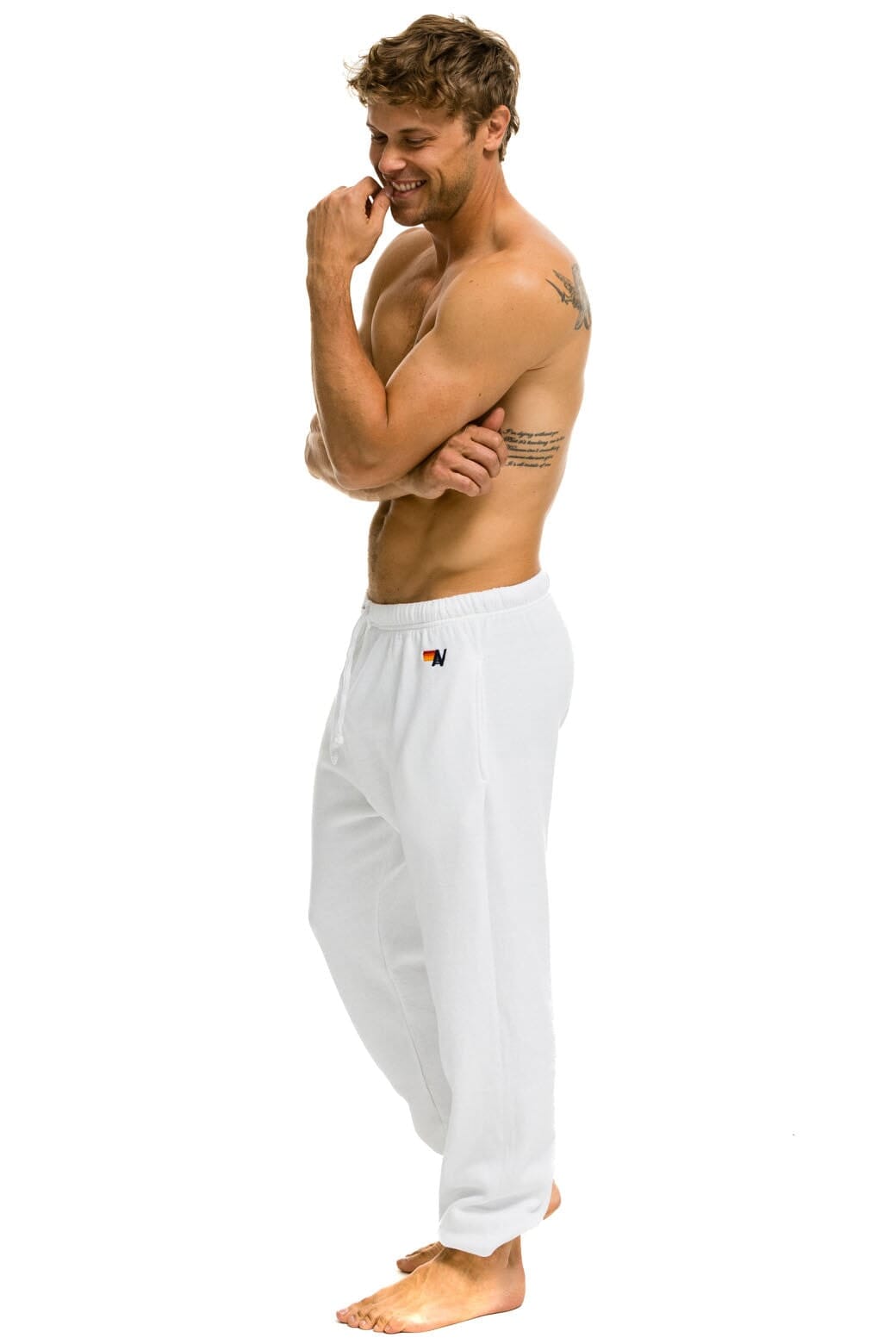 LOGO SWEATPANTS - WHITE Men's Sweatpants Aviator Nation