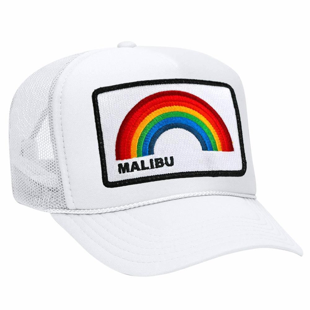 MALIBU RAINBOW TRUCKER HAT HATS Aviator Nation OS BLACK LEAF 