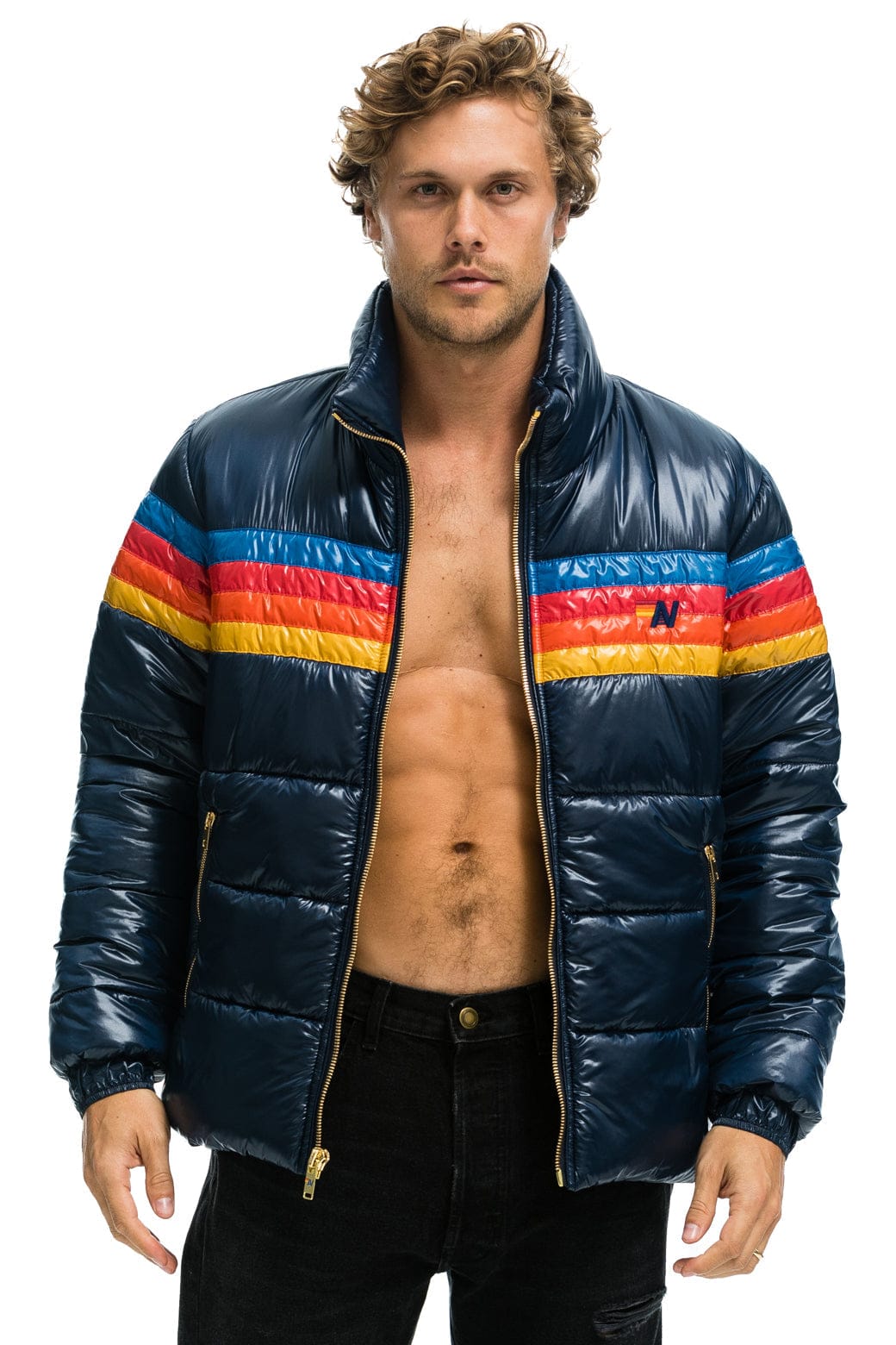 MEN'S 4 STRIPE LUXE TRAVELER JACKET - GLOSSY DEEP BLUE Jacket Aviator Nation