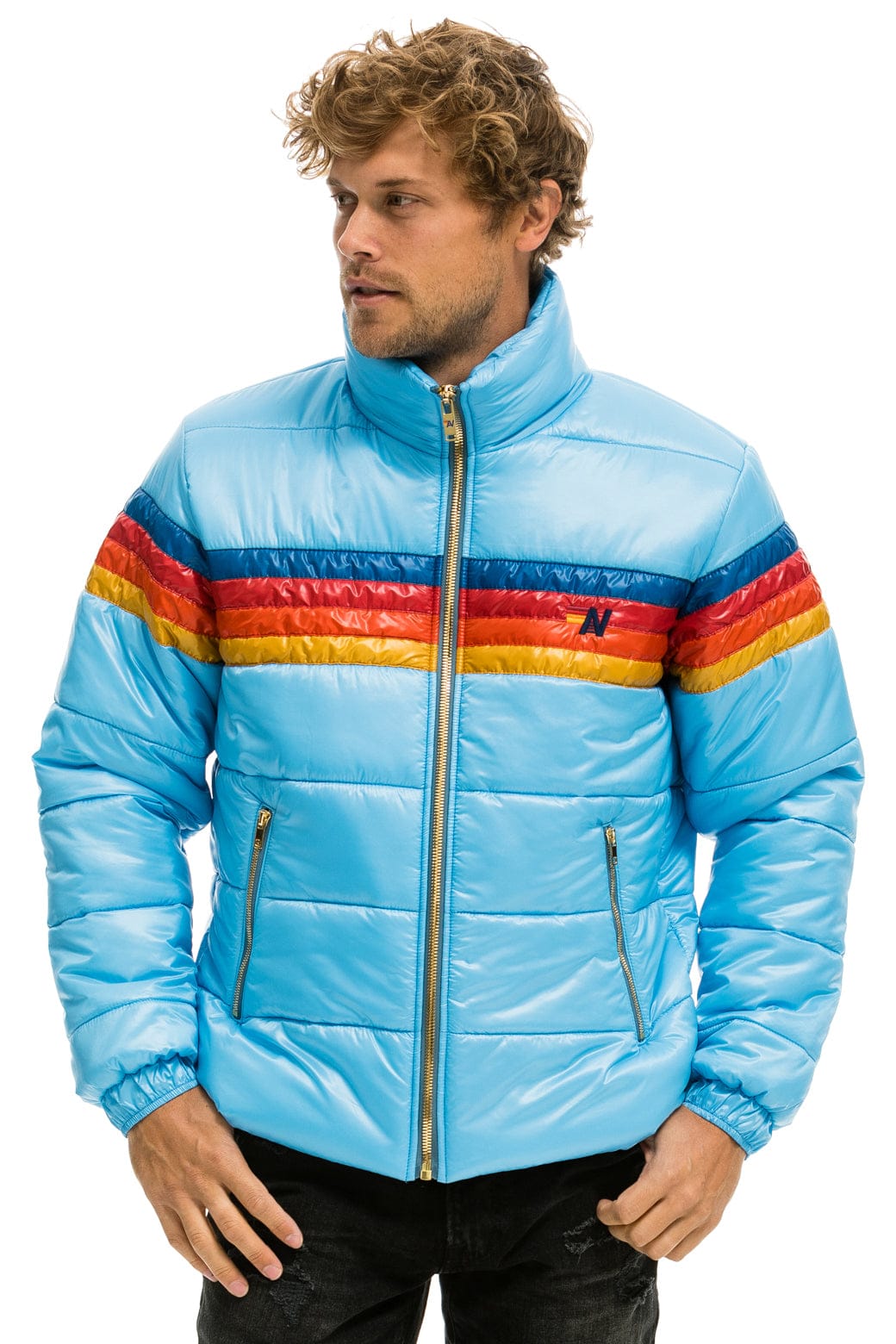 MEN'S 4 STRIPE LUXE TRAVELER JACKET - GLOSSY SKY Jacket Aviator Nation