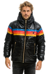 MEN'S 4 STRIPE LUXE TREKKER JACKET - GLOSSY BLACK Jacket Aviator Nation