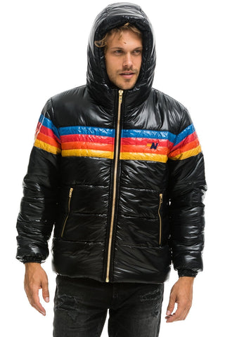 MEN'S 4 STRIPE LUXE TREKKER JACKET - GLOSSY BLACK Jacket Aviator Nation