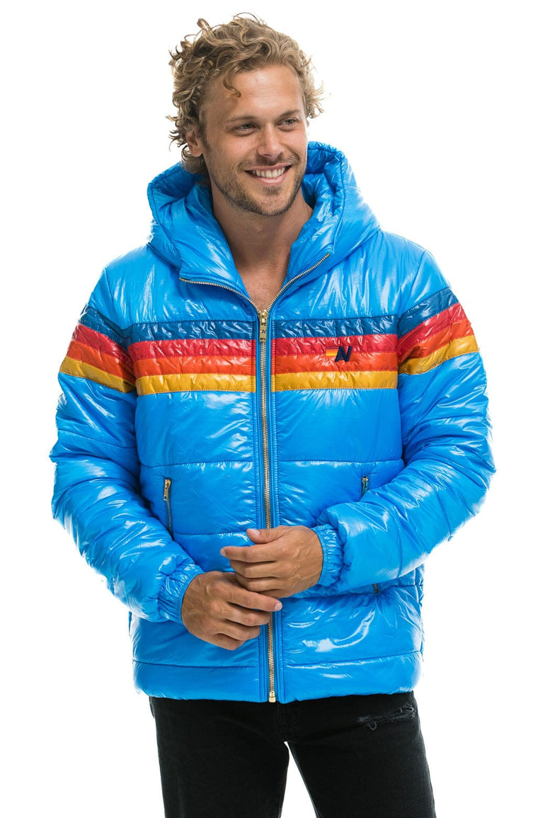 MEN'S 4 STRIPE LUXE TREKKER JACKET - GLOSSY BLUE Jacket Aviator Nation